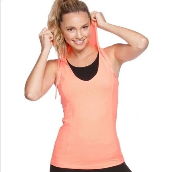 LORNA Jane Orange Sleeveless Racer Back hoody Size M - Picture 1 of 8